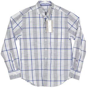 Tommy Bahama Island Zone Shirt Plaid Stretch Blue